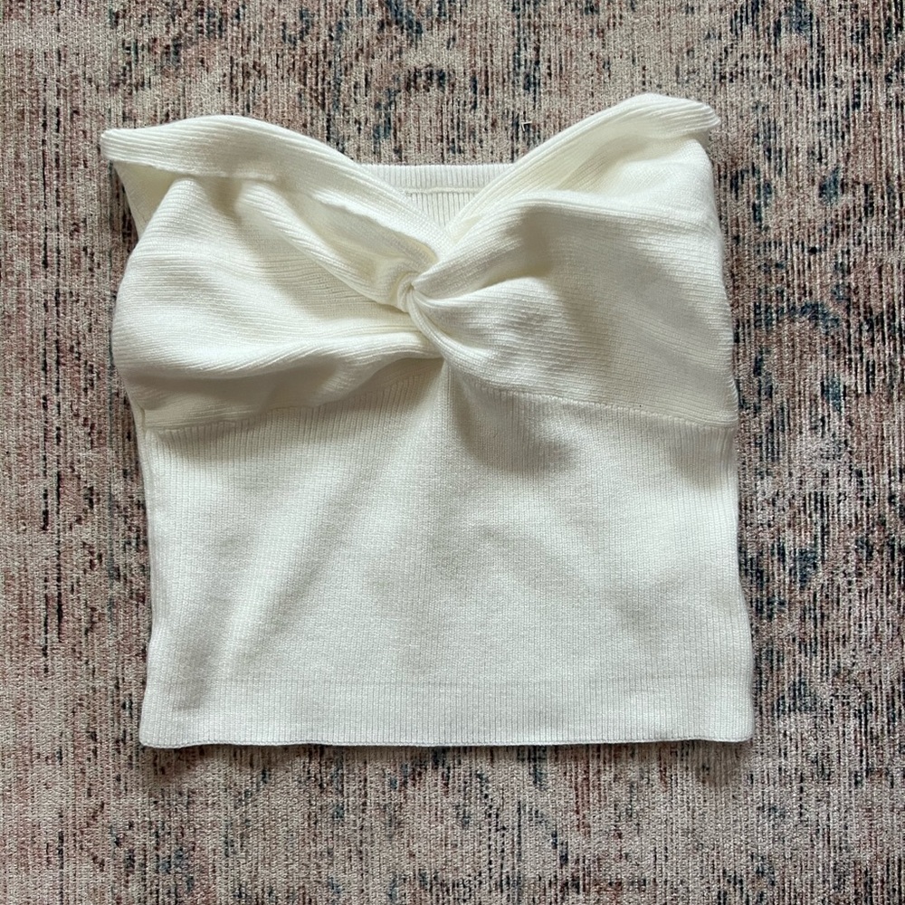 Anrabess Womens Sweater Knit Elegant White Knotted Tank Top